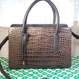 RADLEY LONDON LIVERPOOL CROC EMBOSSED LEATHER SATCHEL in Charcoal